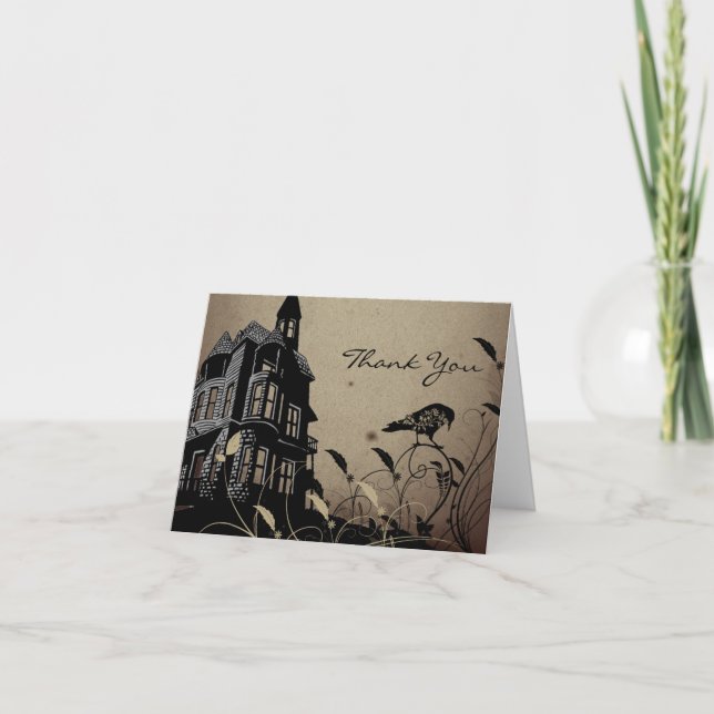 Vintage Gothic House Wedding Thank You (Front)