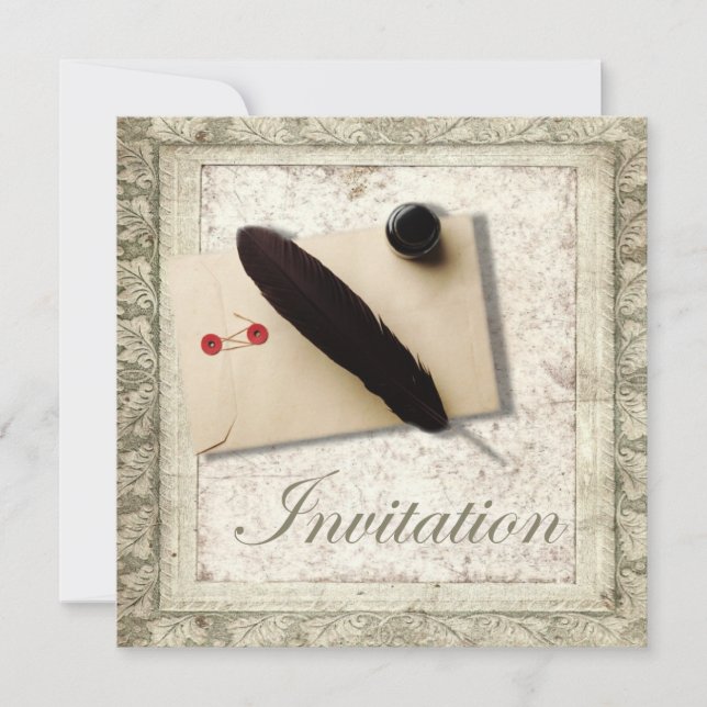 vintage gothic love steampunk wedding invitation (Front)