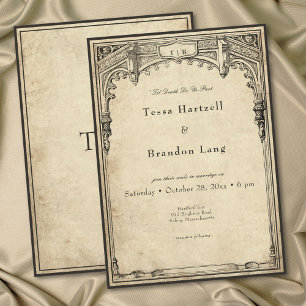 Vintage Gothic Medieval Border Parchment Wedding Invitation