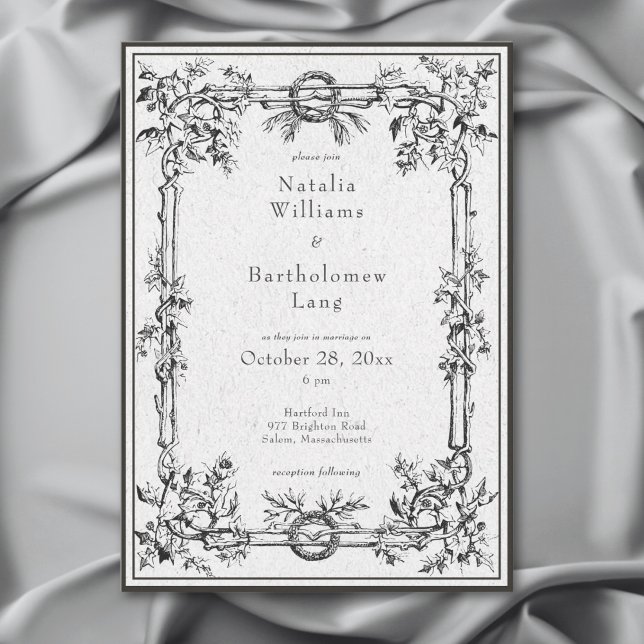 Vintage Gothic Medieval Ivy Border Wedding Invitation (Creator Uploaded)