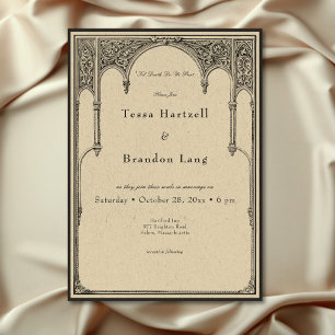 Vintage Gothic Medieval Line Arch Border Wedding Invitation