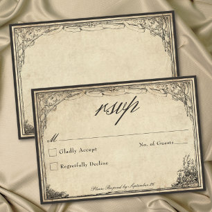 Vintage Gothic Medieval Parchment Wedding RSVP Card