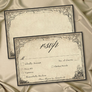 Vintage Gothic Medieval Parchment Wedding RSVP Card