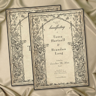 Vintage Gothic Medieval Vine Parchment Handfasting Invitation