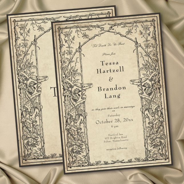 Vintage Gothic Medieval Vine Parchment Wedding Invitation (Vintage Gothic Medieval Vine Parchment Wedding Invitation)