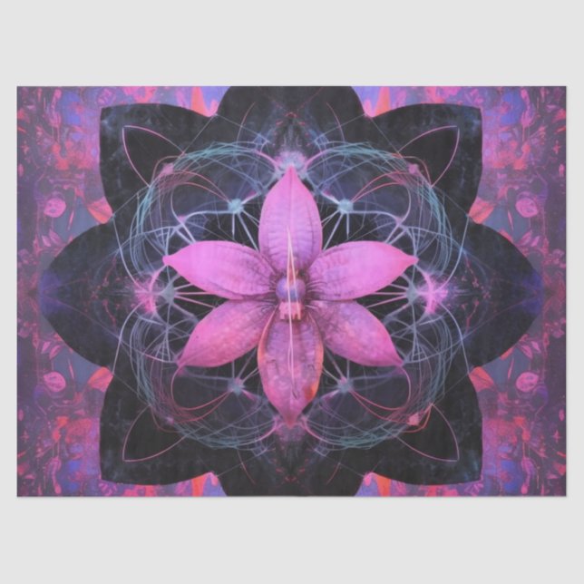 Vintage Gothic Neon Pink Flower Decoupage Tissue Paper (Front)