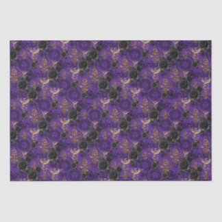 Vintage Gothic Phoenix and Roses Purple Pattern Tissue Paper