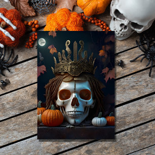 vintage  gothic pumpkin and skull spooky halloween invitation