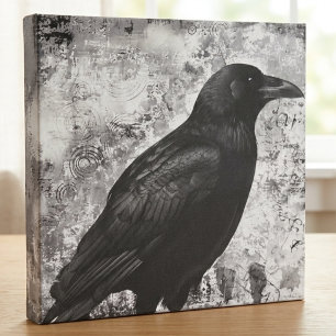 Vintage Gothic Raven Grunge Artwork Canvas Print