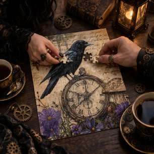 Vintage Gothic Raven Jigsaw Puzzle