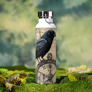 Vintage Gothic Raven Water Bottle
