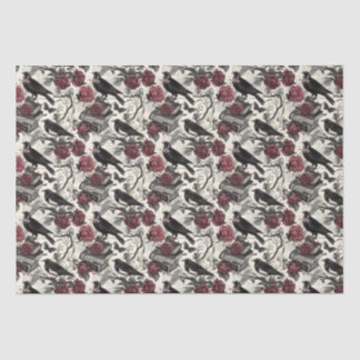 Vintage Gothic Ravens, Roses and Books  Tissue Paper