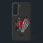 Vintage Gothic Red Roses Skeleton Monogram Samsung Galaxy Case<br><div class="desc">Whimsical vintage gothic phone case featuring red roses in a skeleton hand.</div>
