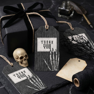 Vintage Gothic Skeleton Halloween Thank You Gift Tags
