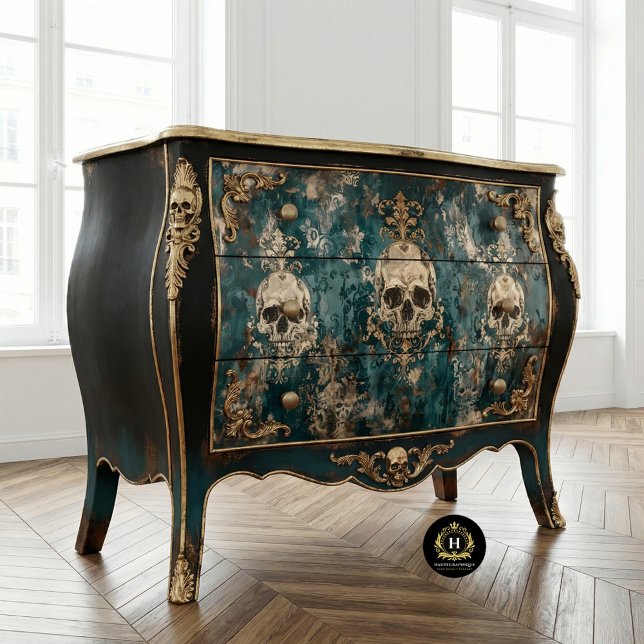 Vintage Gothic Skeleton Skull  Decoupage  Tissue Paper (Creator Uploaded)