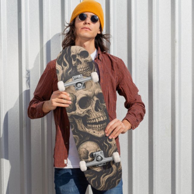 Vintage Gothic Skull Art Macabre Skeleton Smoke  Skateboard (Vintage Gothic Skull Art Macabre Skeleton Smoke Skateboard)