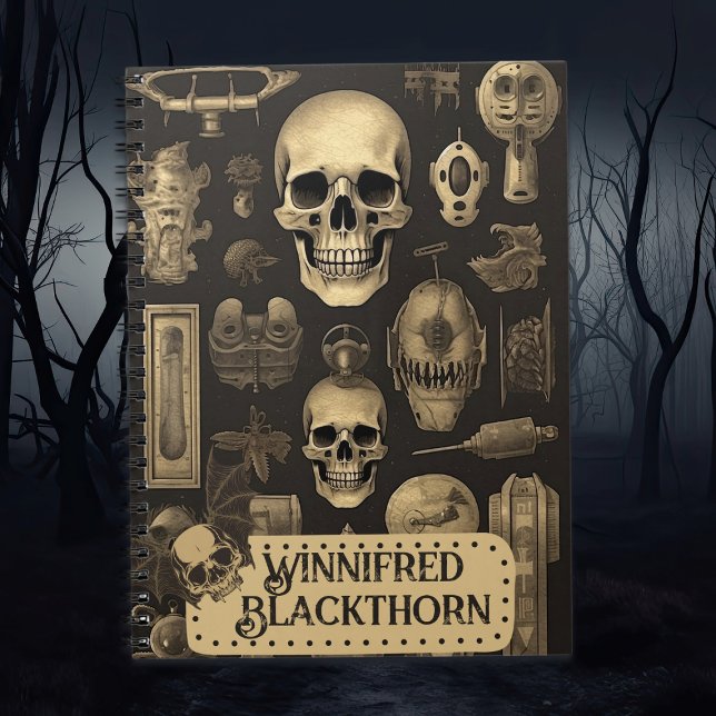 Vintage Gothic Skulls, Spooky Halloween Monogram Notebook (Creator Uploaded)