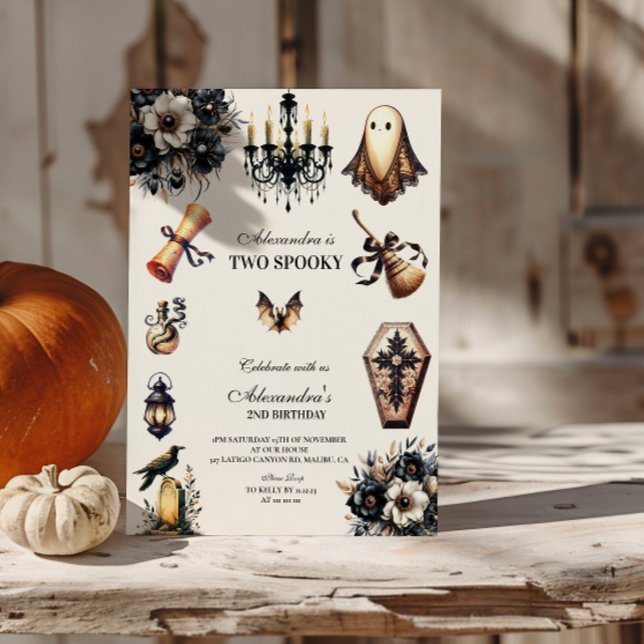 Vintage Gothic Spooky 2nd Birthday Halloween Invitation (Creator Uploaded)