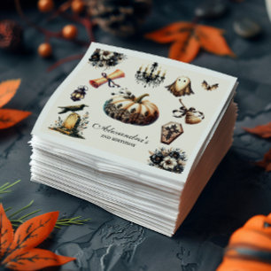 Vintage Gothic Spooky 2nd Birthday Halloween Napkin