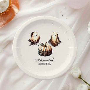 Vintage Gothic Spooky 2nd Birthday Halloween Paper Plate