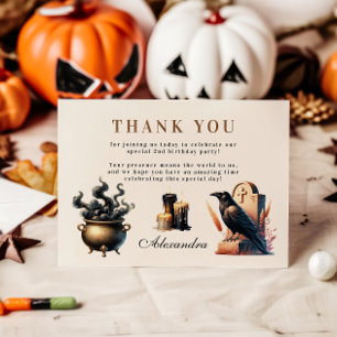 Vintage Gothic Spooky 2nd Birthday Halloween Thank You Card