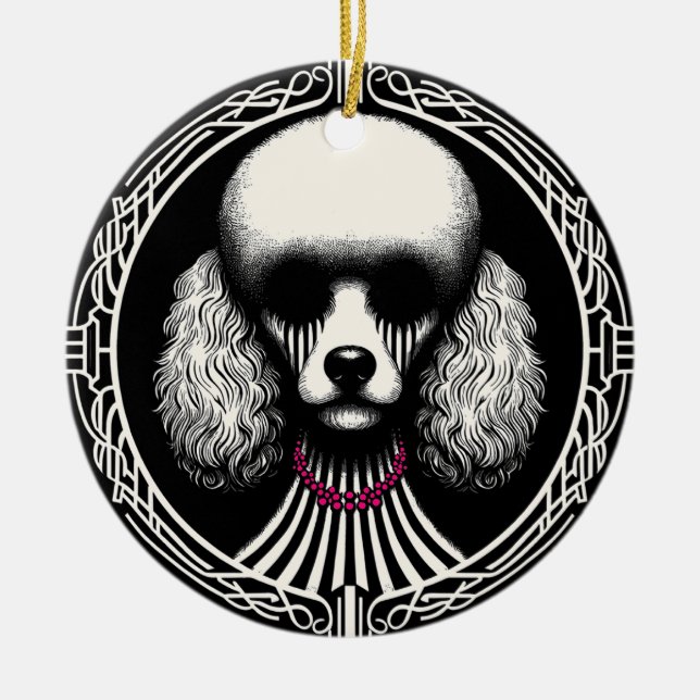 Vintage Gothic Spooky Poodle Dog Ornament (Front)