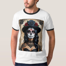Vintage Gothic Sugar Skull Rose Shirt