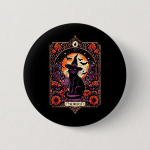 Vintage Gothic The Witch Black Cat Tarot Card 2 Inch Round Button
