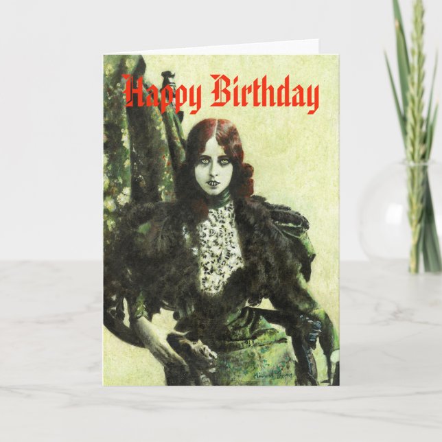 Vintage Gothic Vampire Birthday Card (Front)