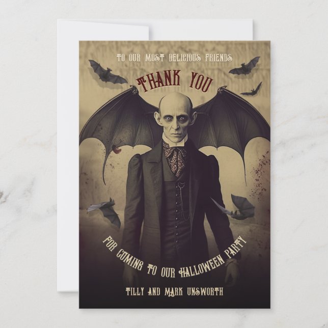 Vintage Gothic Vampire Dracula Thank You Card (Front)
