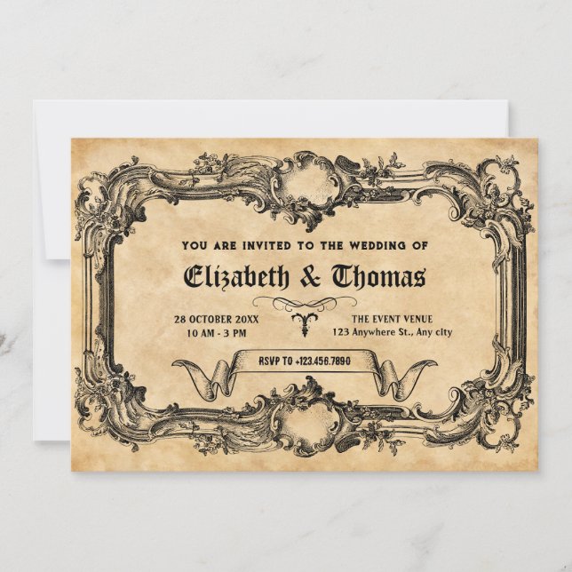 Vintage gothic wedding  invitation (Front)