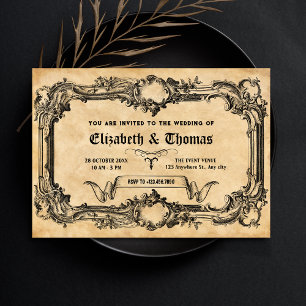 Vintage gothic wedding  invitation