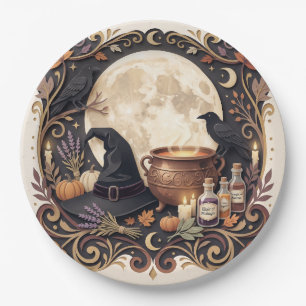 Vintage Gothic Witch Halloween   Magical  Paper Plate