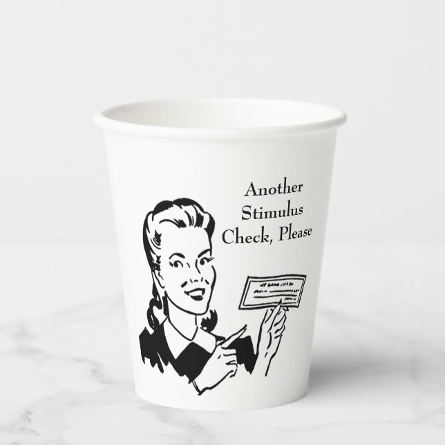 Vintage Government Stimulus Check Paper Cups (Front)
