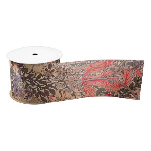 Vintage Graceful Floral Print Satin Ribbon