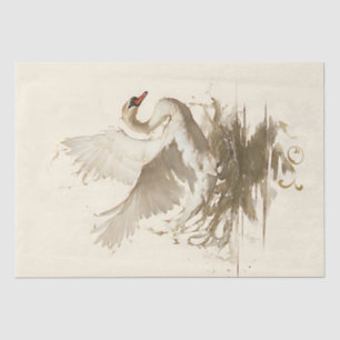 Vintage Graceful Swan on Water Tissue Paper