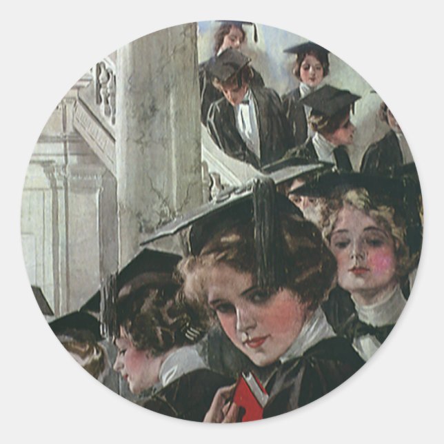 Vintage Graduation, Commencement Ceremony Classic Round Sticker (Front)