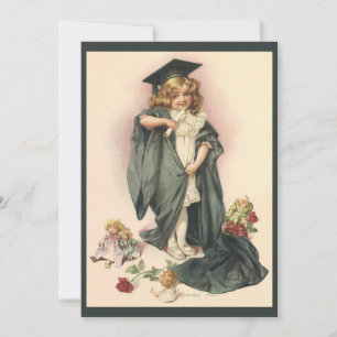Vintage Graduation, Girl Wearing a Cap and Gown