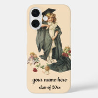 Vintage Graduation, Girl Wearing a Cap and Gown