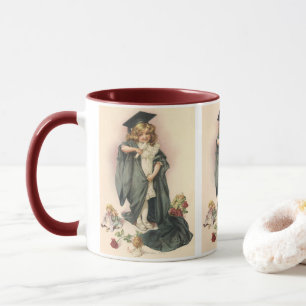 Vintage Graduation, Girl Wearing a Cap and Gown Mug