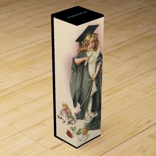 Vintage Graduation Grad Gift Wine Box w/ Congrats!