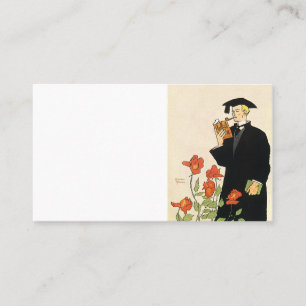 Vintage Graduation, Graduate Reading a Book Calling Card