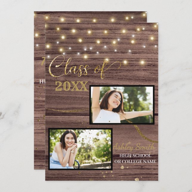 vintage  graduation invitation (Front/Back)