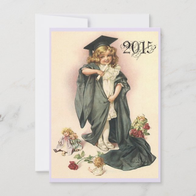Vintage Graduation Party Invitations Roses Dolls (Front)