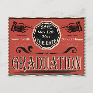 Vintage Graduation Save The Date Announcement Postcard