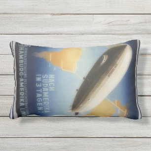 Vintage Graf Zeppelin travel poster Outdoor Pillow