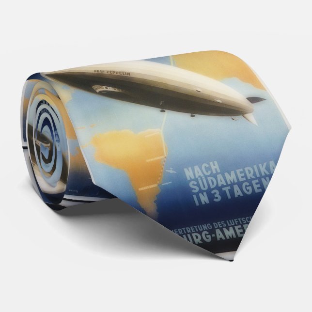 Vintage Graf Zeppelin travel poster Tie (Rolled)