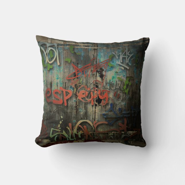 Vintage Graffiti Decorative Pillow (Front)