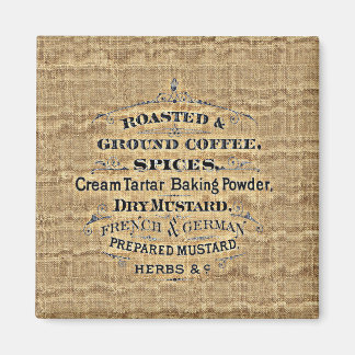 Vintage Grain Sack Style Grocery Store Sign Burlap Magnet