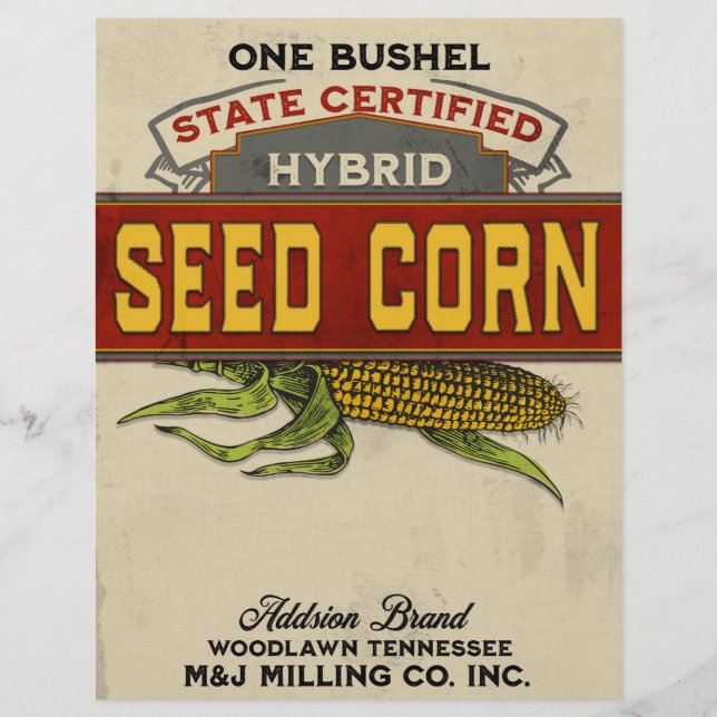 Vintage Grain Seed Sack with Background Burlap (Front)